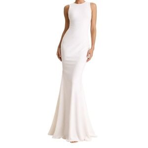 LULUS Low Back Mermaid Maxi Dress Polyester Sleeveless Ivory White‎ XS